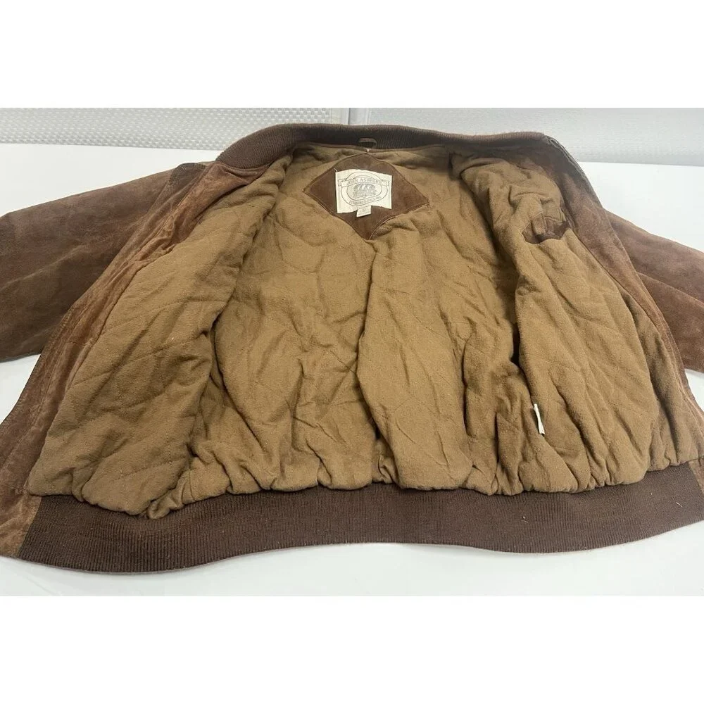 John Ashford Bomber Jacket Mens XL 90s Leather Suede Coat Brown Classic 🤎 - Picture 7 of 7